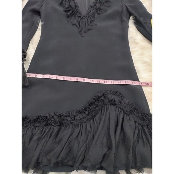 NWT Alexis Bell Sleeve Ruffle Trim A-Line Mini Dress Black Women's Size XS - Picture 15 of 16